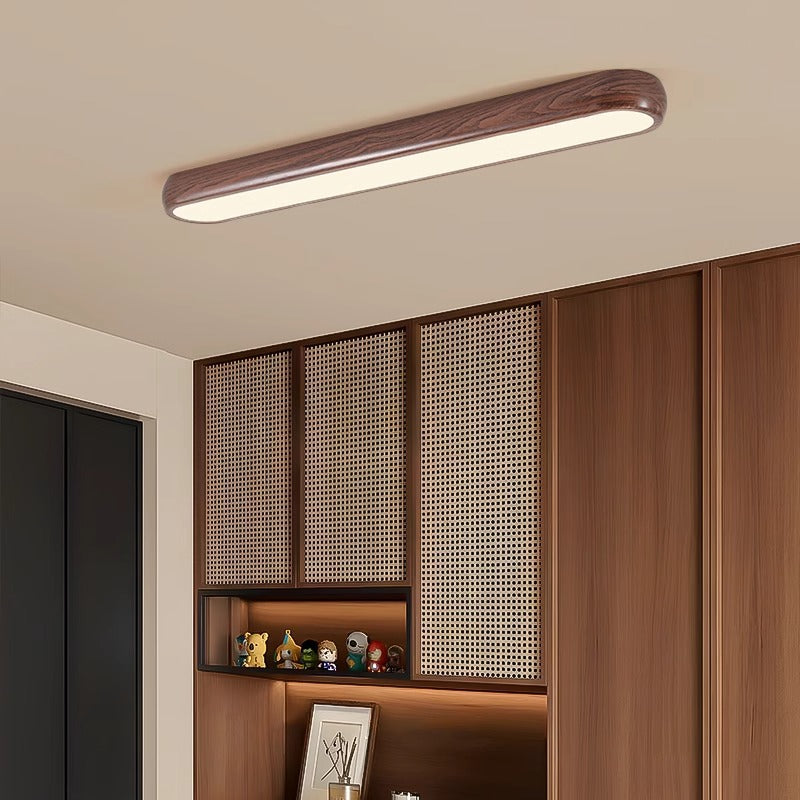 Contemporary Retro Iron PVC Strip Oval LED Flush Mount Ceiling Light For Hallway