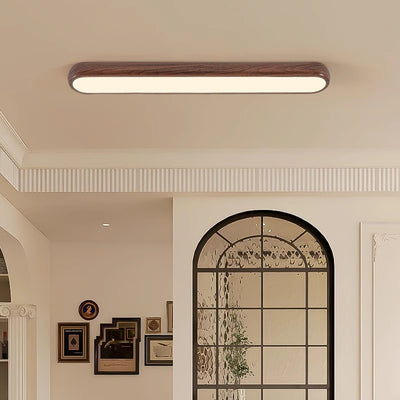 Contemporary Retro Iron PVC Strip Oval LED Flush Mount Ceiling Light For Hallway