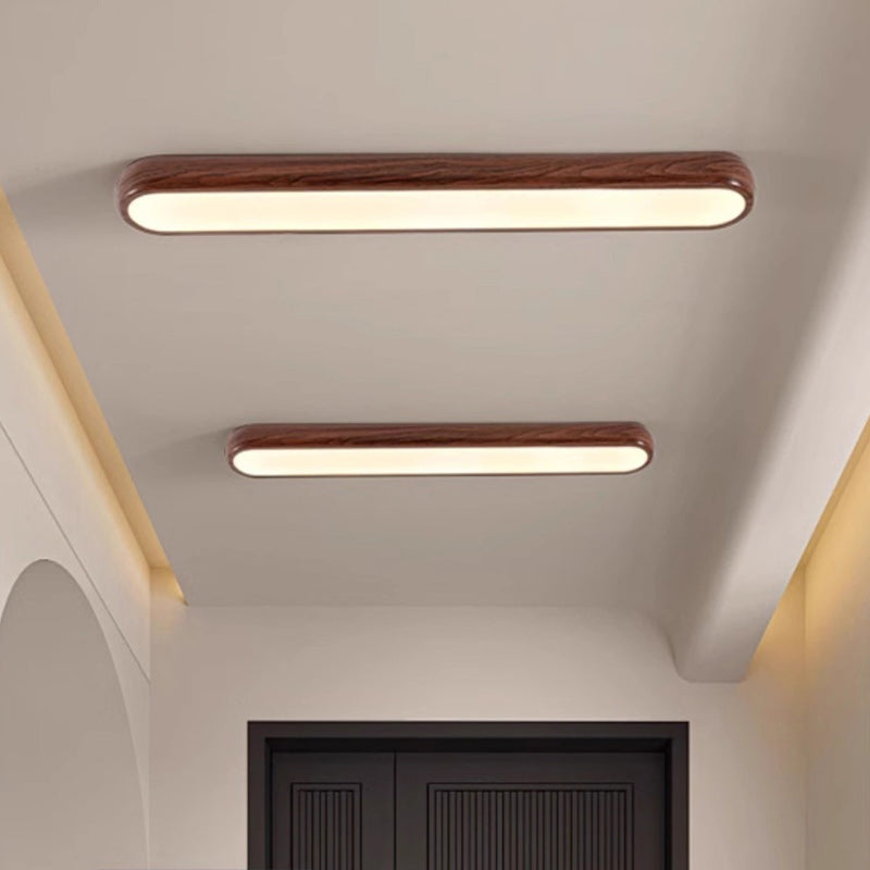 Contemporary Retro Iron PVC Strip Oval LED Flush Mount Ceiling Light For Hallway