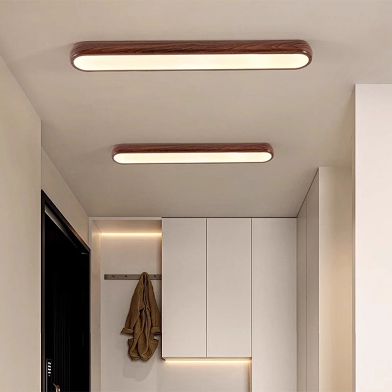 Contemporary Retro Iron PVC Strip Oval LED Flush Mount Ceiling Light For Hallway