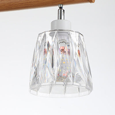 Contemporary Retro Aluminum Wood Acrylic Cylinder Zipper Foldable 4-Light Semi-Flush Mount Ceiling Light For Dining Room