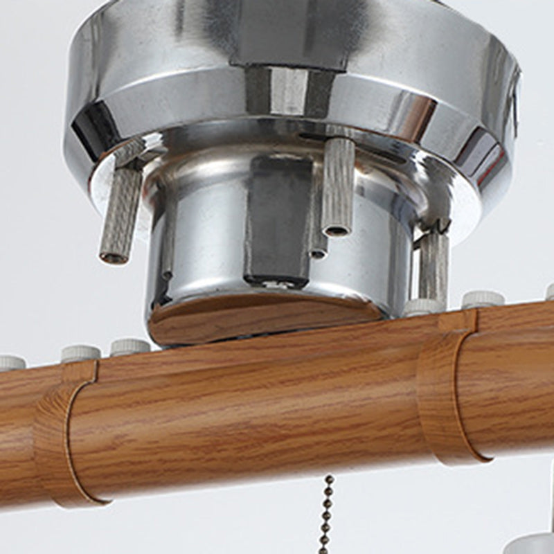 Contemporary Retro Aluminum Wood Acrylic Cylinder Zipper Foldable 4-Light Semi-Flush Mount Ceiling Light For Dining Room