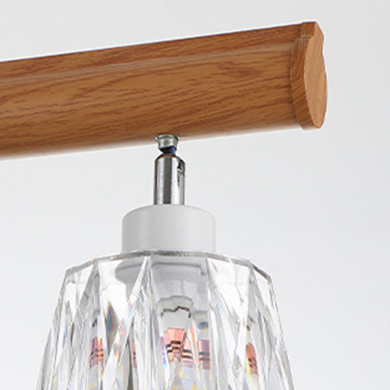 Contemporary Retro Aluminum Wood Acrylic Cylinder Zipper Foldable 4-Light Semi-Flush Mount Ceiling Light For Dining Room