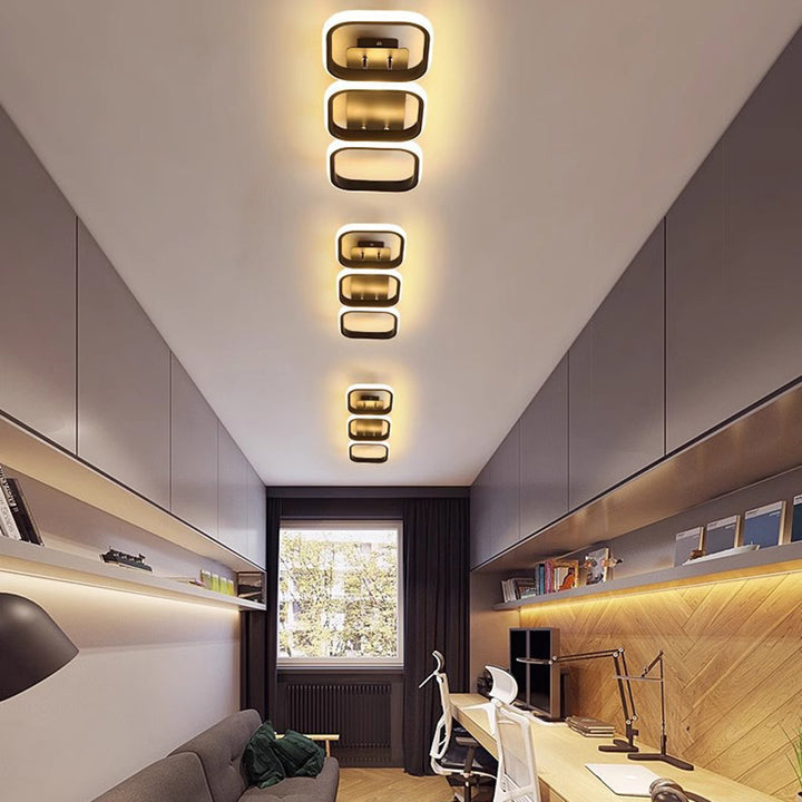 Moderne minimalistische Eisen-Silica-Kreuz-Quadrat-LED-Deckenleuchte für den Flur 