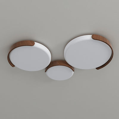 Contemporary Retro Iron & ABS Round LED Flush Mount Ceiling Light For Living Room & Bedroom