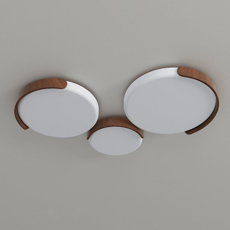 Contemporary Retro Iron & ABS Round LED Flush Mount Ceiling Light For Living Room & Bedroom