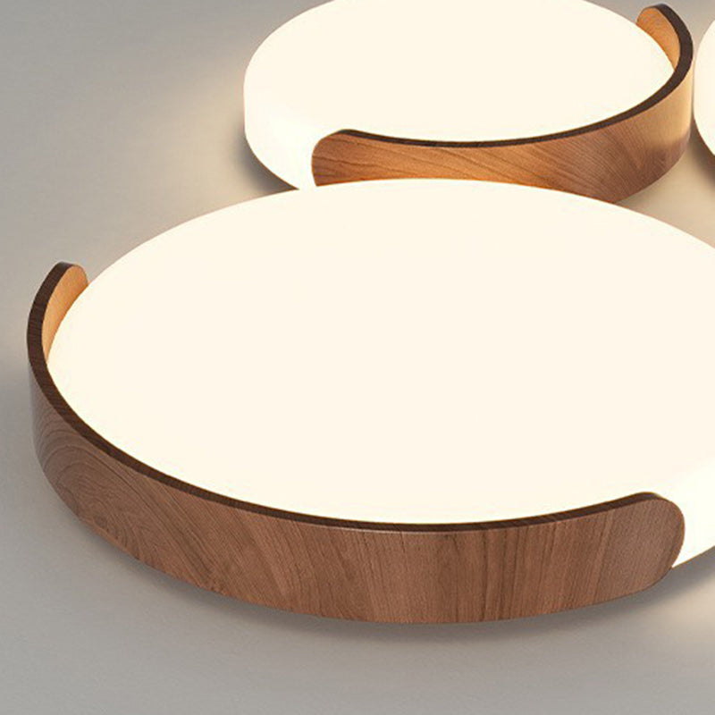 Contemporary Retro Iron & ABS Round LED Flush Mount Ceiling Light For Living Room & Bedroom