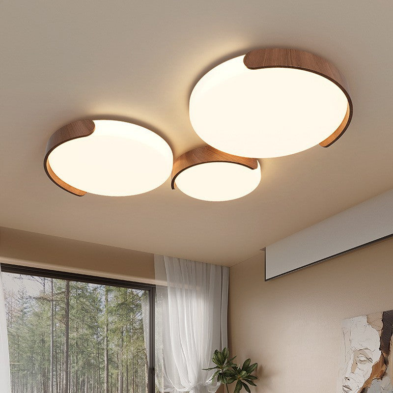Contemporary Retro Iron & ABS Round LED Flush Mount Ceiling Light For Living Room & Bedroom