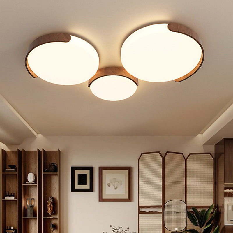 Contemporary Retro Iron & ABS Round LED Flush Mount Ceiling Light For Living Room & Bedroom