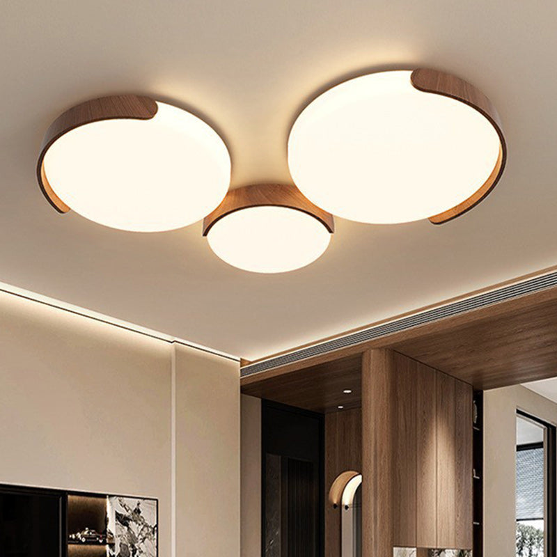 Contemporary Retro Iron & ABS Round LED Flush Mount Ceiling Light For Living Room & Bedroom