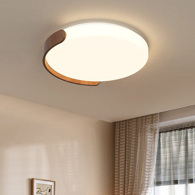 Contemporary Retro Iron & ABS Round LED Flush Mount Ceiling Light For Living Room & Bedroom