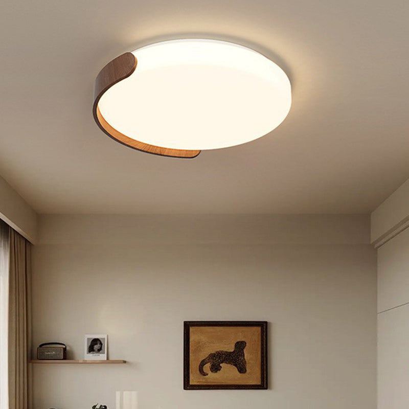 Contemporary Retro Iron & ABS Round LED Flush Mount Ceiling Light For Living Room & Bedroom
