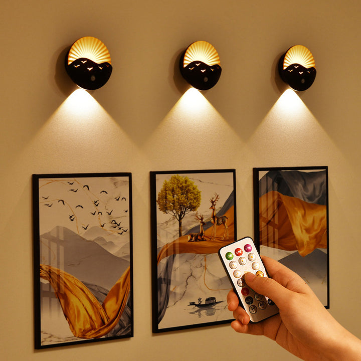 Lampe murale LED ABS au design Art Déco moderne avec batterie rechargeable et aimantée, en forme de lever de soleil, pour couloir 