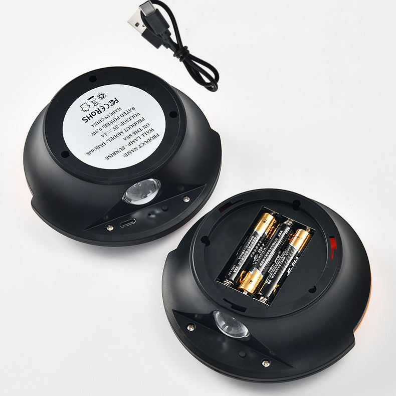 Moderne Art Deco Wiederaufladbare Batterie Magnetisch Runde Sonnenaufgang ABS LED Wandleuchte Für Flur 