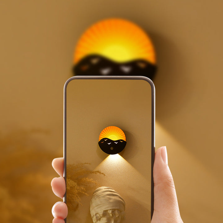 Lampe murale LED ABS au design Art Déco moderne avec batterie rechargeable et aimantée, en forme de lever de soleil, pour couloir 