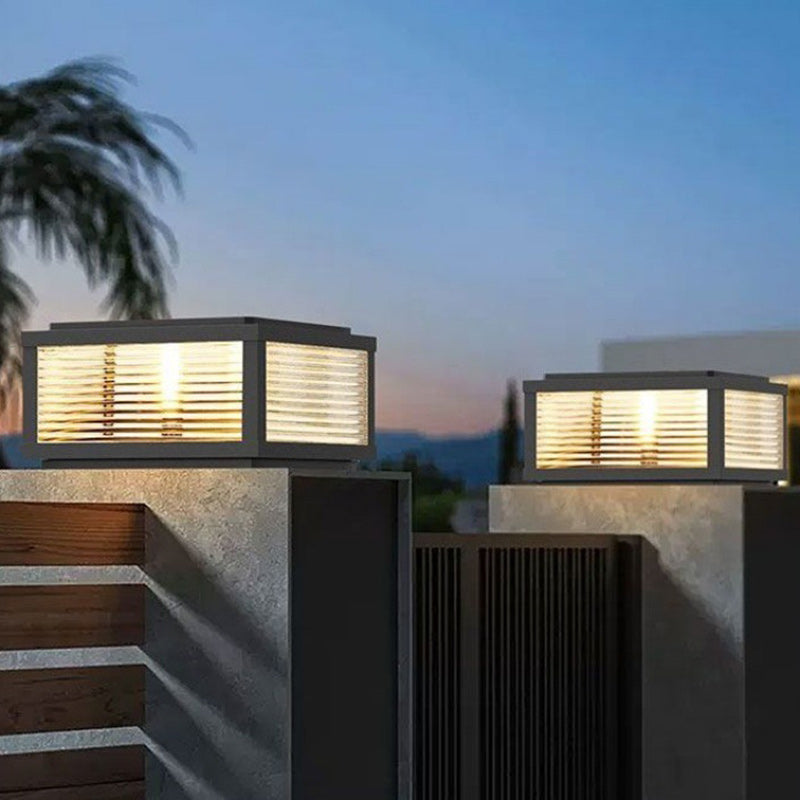 إضاءة المناظر الطبيعية LED من الألمنيوم والزجاج المقاوم للماء بتصميم عصري بسيط بخطوط مربعة للطاقة الشمسية للحديقة الخارجية 