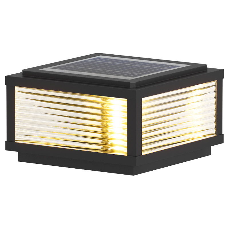 إضاءة المناظر الطبيعية LED من الألمنيوم والزجاج المقاوم للماء بتصميم عصري بسيط بخطوط مربعة للطاقة الشمسية للحديقة الخارجية 
