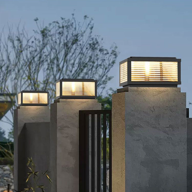 إضاءة المناظر الطبيعية LED من الألمنيوم والزجاج المقاوم للماء بتصميم عصري بسيط بخطوط مربعة للطاقة الشمسية للحديقة الخارجية 