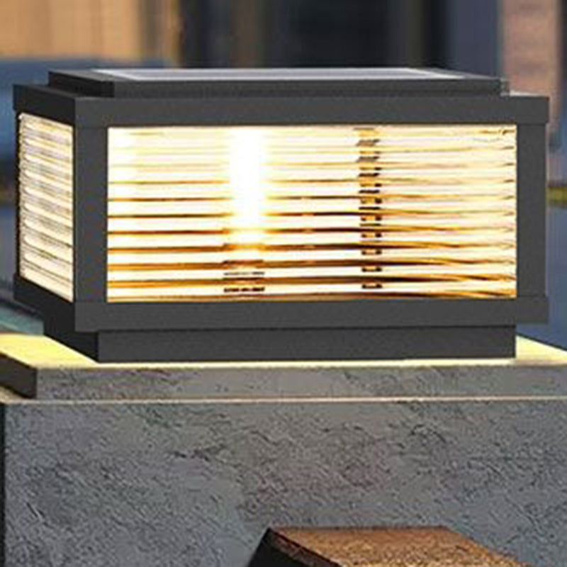 إضاءة المناظر الطبيعية LED من الألمنيوم والزجاج المقاوم للماء بتصميم عصري بسيط بخطوط مربعة للطاقة الشمسية للحديقة الخارجية 