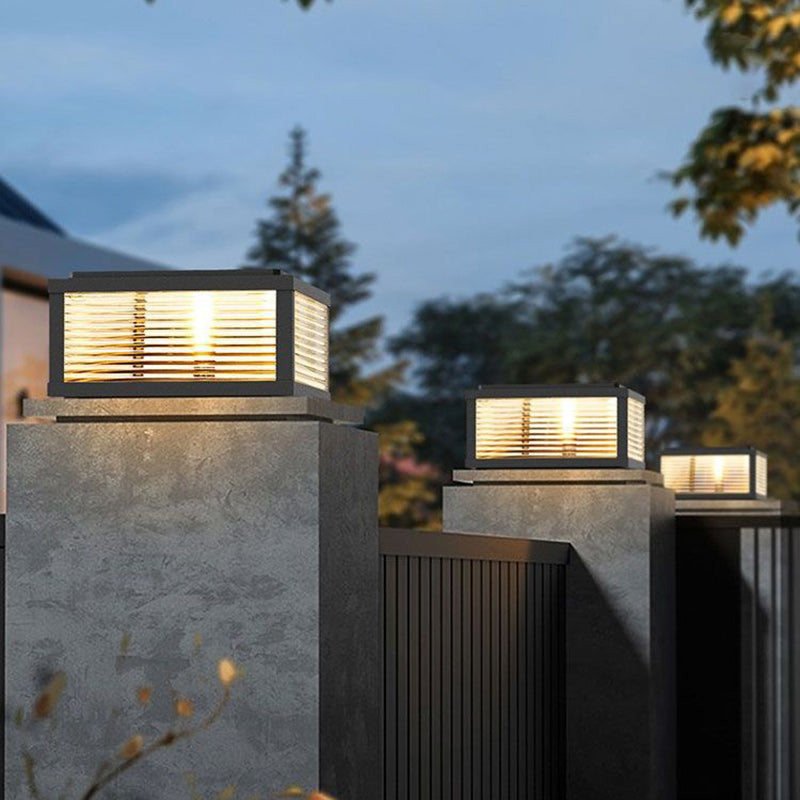 إضاءة المناظر الطبيعية LED من الألمنيوم والزجاج المقاوم للماء بتصميم عصري بسيط بخطوط مربعة للطاقة الشمسية للحديقة الخارجية 