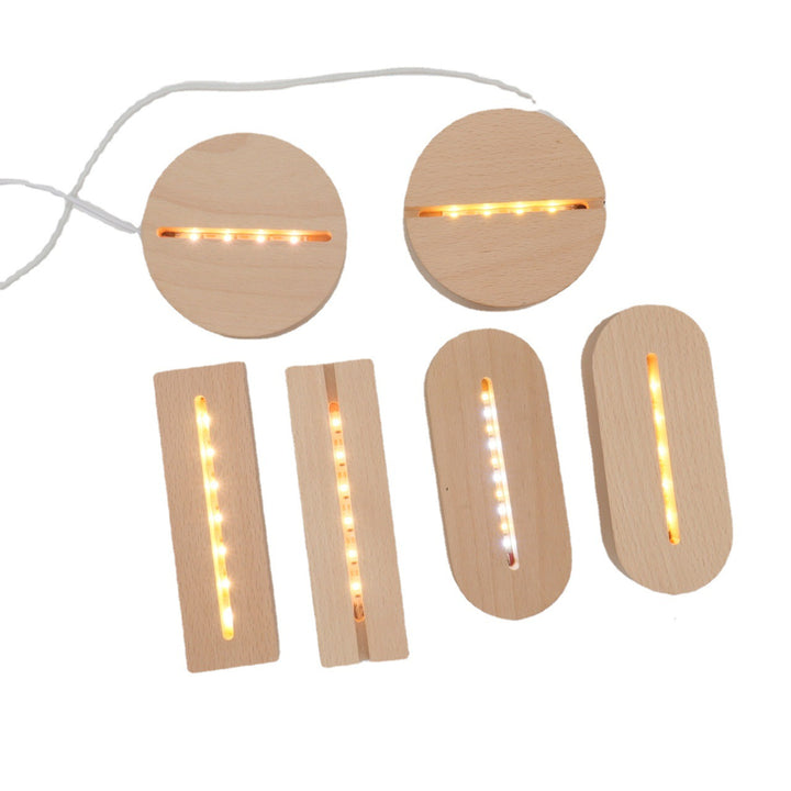 Lampe de table LED rectangulaire ovale ronde en bois massif rechargeable créative contemporaine veilleuse pour chambre 