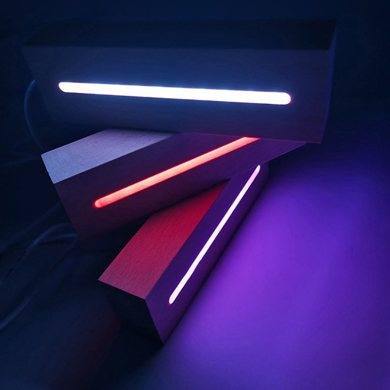 Contemporary Creative Rechargeable Solid Wood Round Rectangular Elliptical LED Table Lamp Night Light For Bedroom