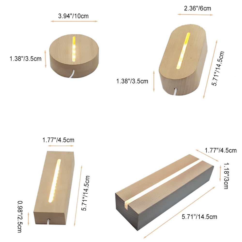 Lampe de table LED rectangulaire ovale ronde en bois massif rechargeable créative contemporaine veilleuse pour chambre 