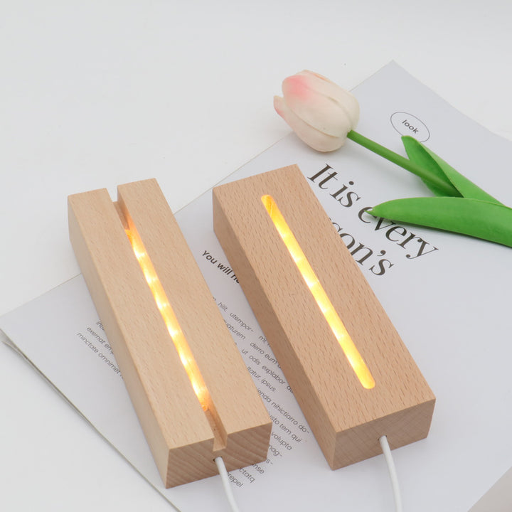 Lampe de table LED rectangulaire ovale ronde en bois massif rechargeable créative contemporaine veilleuse pour chambre 