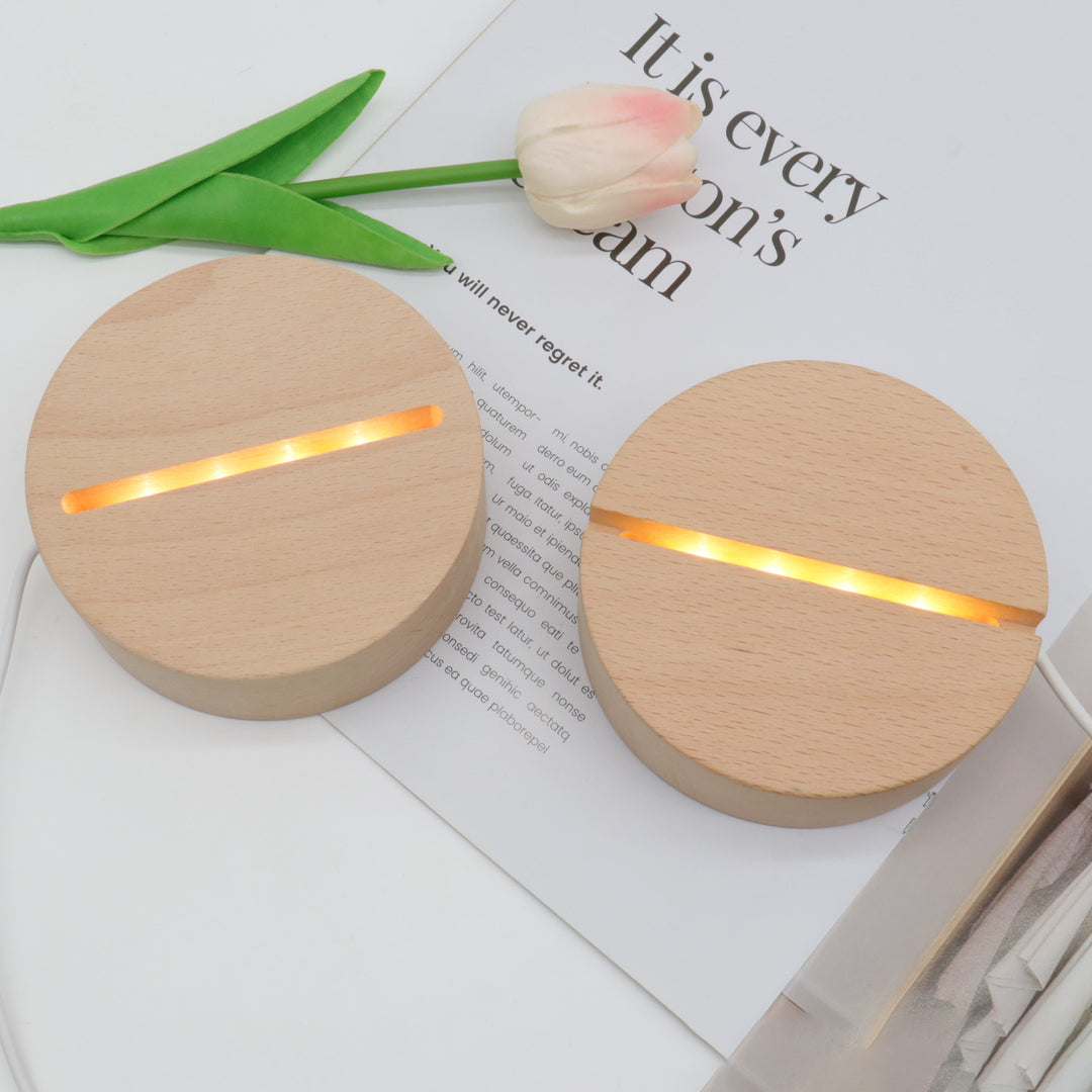 Lampe de table LED rectangulaire ovale ronde en bois massif rechargeable créative contemporaine veilleuse pour chambre 