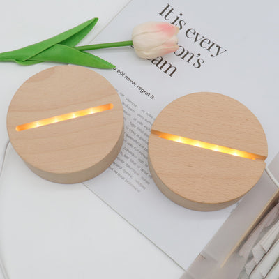 Contemporary Creative Rechargeable Solid Wood Round Rectangular Elliptical LED Table Lamp Night Light For Bedroom