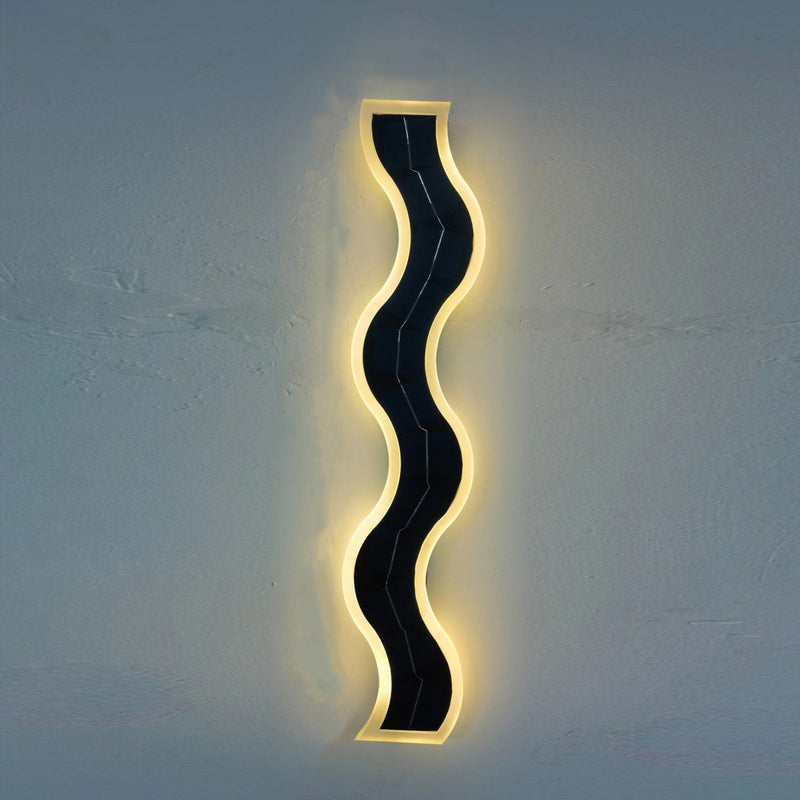Lámpara de Aplique de Pared LED de Onda de Tira de Acrílico de Aluminio Impermeable Solar de Simplicidad Moderna para Patio Exterior 