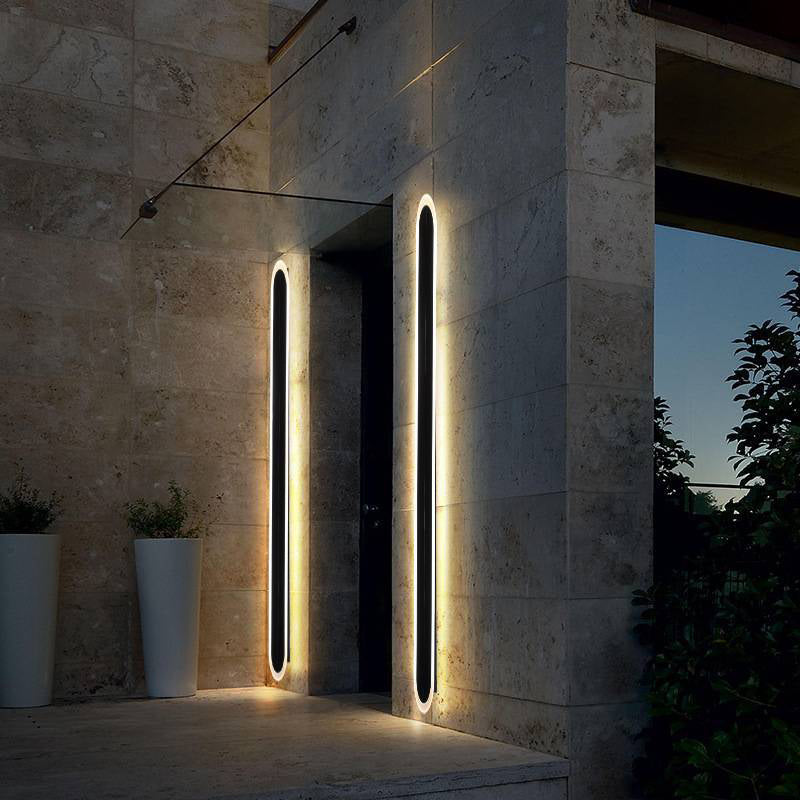 Lámpara de Aplique de Pared LED de Onda de Tira de Acrílico de Aluminio Impermeable Solar de Simplicidad Moderna para Patio Exterior 