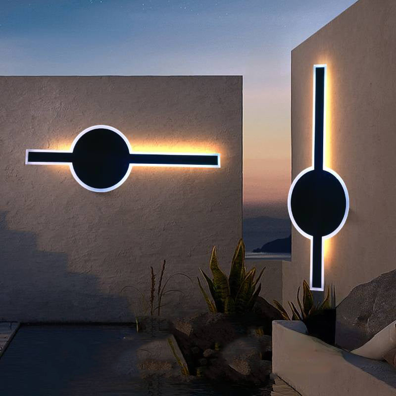 Lámpara de Aplique de Pared LED de Onda de Tira de Acrílico de Aluminio Impermeable Solar de Simplicidad Moderna para Patio Exterior 
