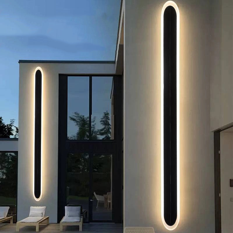 Lámpara de Aplique de Pared LED de Onda de Tira de Acrílico de Aluminio Impermeable Solar de Simplicidad Moderna para Patio Exterior 
