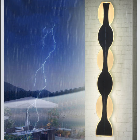 Lámpara de Aplique de Pared LED de Onda de Tira de Acrílico de Aluminio Impermeable Solar de Simplicidad Moderna para Patio Exterior 