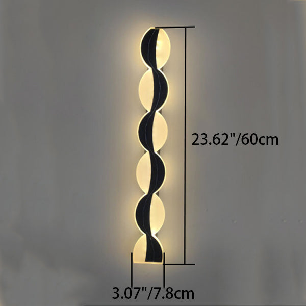 Lámpara de Aplique de Pared LED de Onda de Tira de Acrílico de Aluminio Impermeable Solar de Simplicidad Moderna para Patio Exterior 