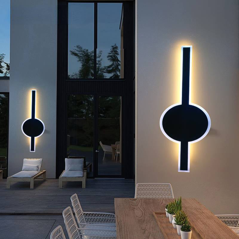 Lámpara de Aplique de Pared LED de Onda de Tira de Acrílico de Aluminio Impermeable Solar de Simplicidad Moderna para Patio Exterior 