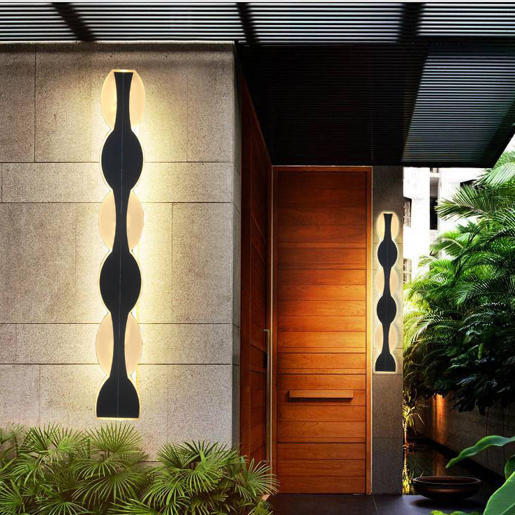 Lámpara de Aplique de Pared LED de Onda de Tira de Acrílico de Aluminio Impermeable Solar de Simplicidad Moderna para Patio Exterior 