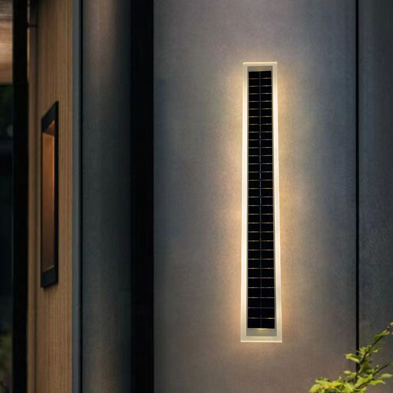 Lámpara de Aplique de Pared LED de Onda de Tira de Acrílico de Aluminio Impermeable Solar de Simplicidad Moderna para Patio Exterior 