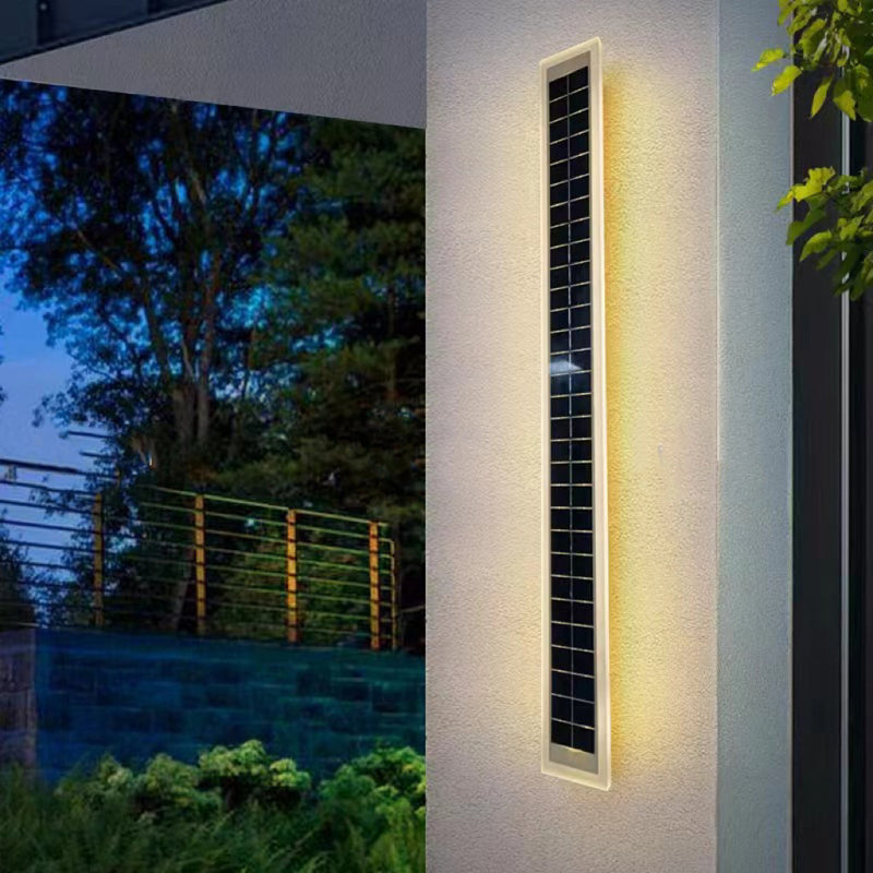 Lámpara de Aplique de Pared LED de Onda de Tira de Acrílico de Aluminio Impermeable Solar de Simplicidad Moderna para Patio Exterior 