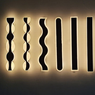 Lámpara de Aplique de Pared LED de Onda de Tira de Acrílico de Aluminio Impermeable Solar de Simplicidad Moderna para Patio Exterior 