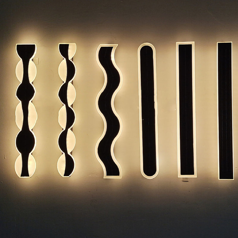 Lámpara de Aplique de Pared LED de Onda de Tira de Acrílico de Aluminio Impermeable Solar de Simplicidad Moderna para Patio Exterior 