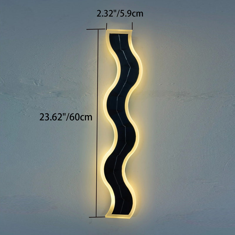 Lámpara de Aplique de Pared LED de Onda de Tira de Acrílico de Aluminio Impermeable Solar de Simplicidad Moderna para Patio Exterior 