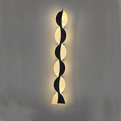 Lámpara de Aplique de Pared LED de Onda de Tira de Acrílico de Aluminio Impermeable Solar de Simplicidad Moderna para Patio Exterior 
