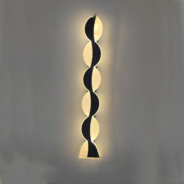 Lámpara de Aplique de Pared LED de Onda de Tira de Acrílico de Aluminio Impermeable Solar de Simplicidad Moderna para Patio Exterior 