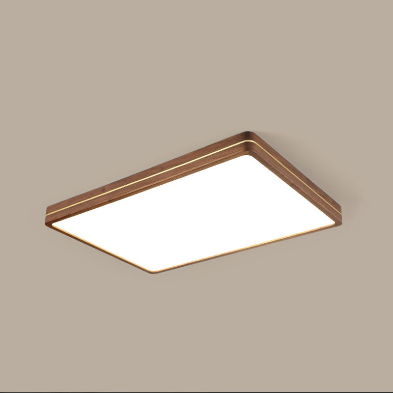 Plafonnier LED moderne en bois mince de couleur noyer 