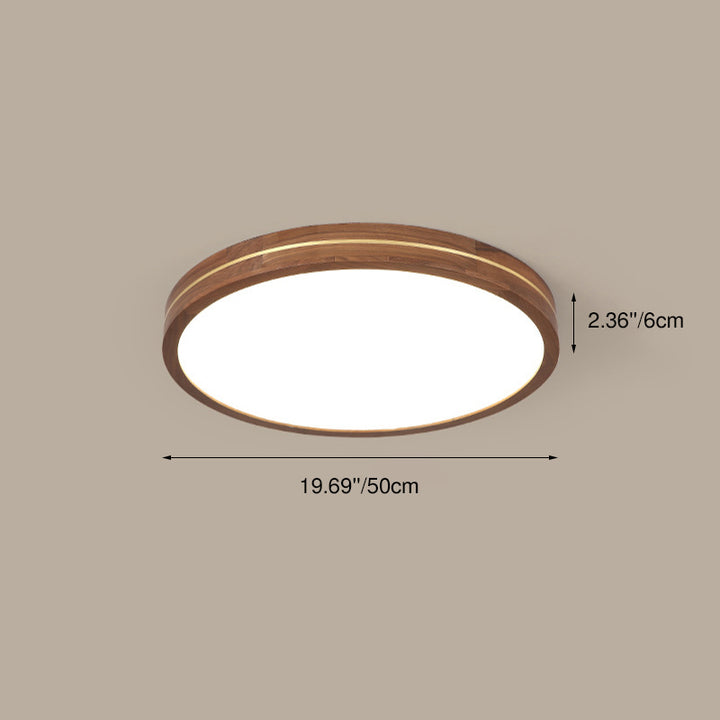 Plafonnier LED moderne en bois mince de couleur noyer 