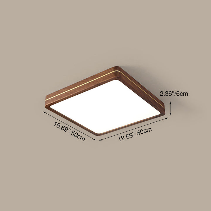Plafonnier LED moderne en bois mince de couleur noyer 