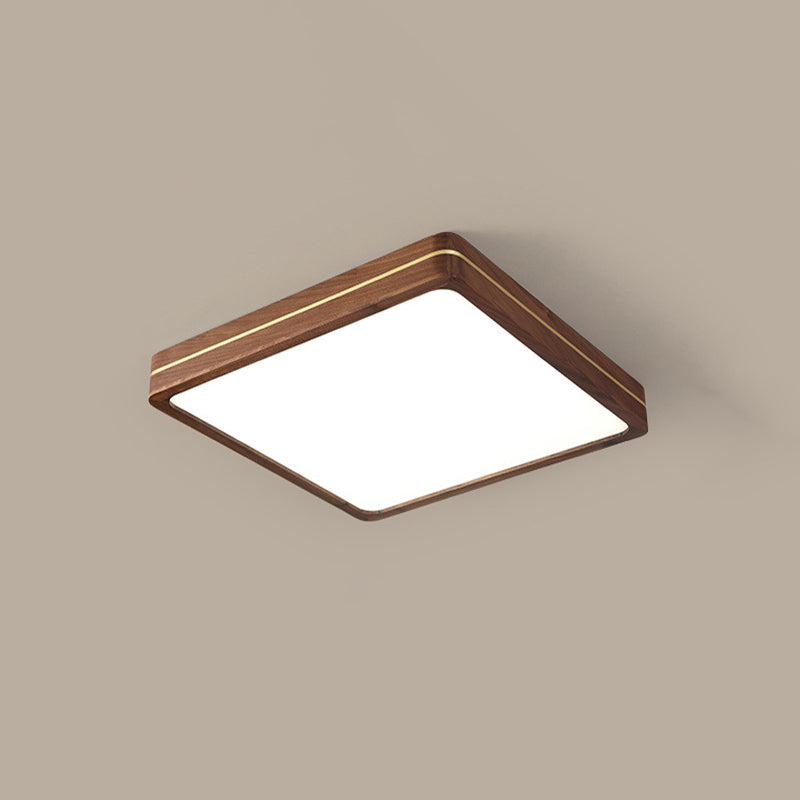 Plafonnier LED moderne en bois mince de couleur noyer 
