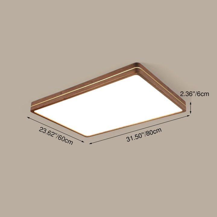 Plafonnier LED moderne en bois mince de couleur noyer 